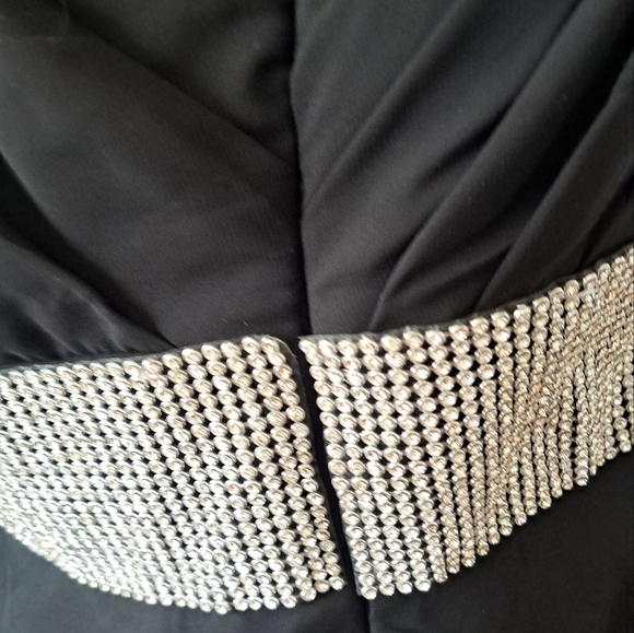 JJs House Formal Gown, Black, halter, wide belt of crystals - Picture 3 of 6